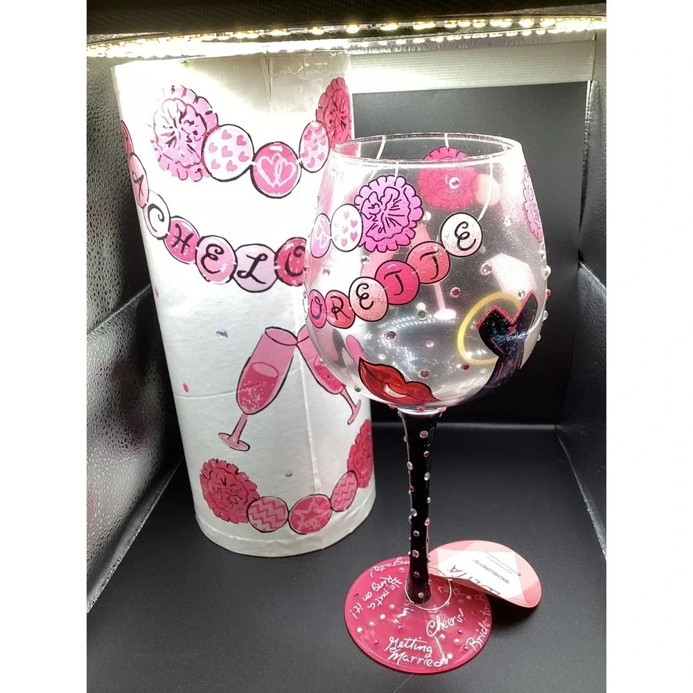 Lot Of 4 Lolita Wedding Wine Glasses-Bride Bachelorette Bridesmaid Mother Of Bri